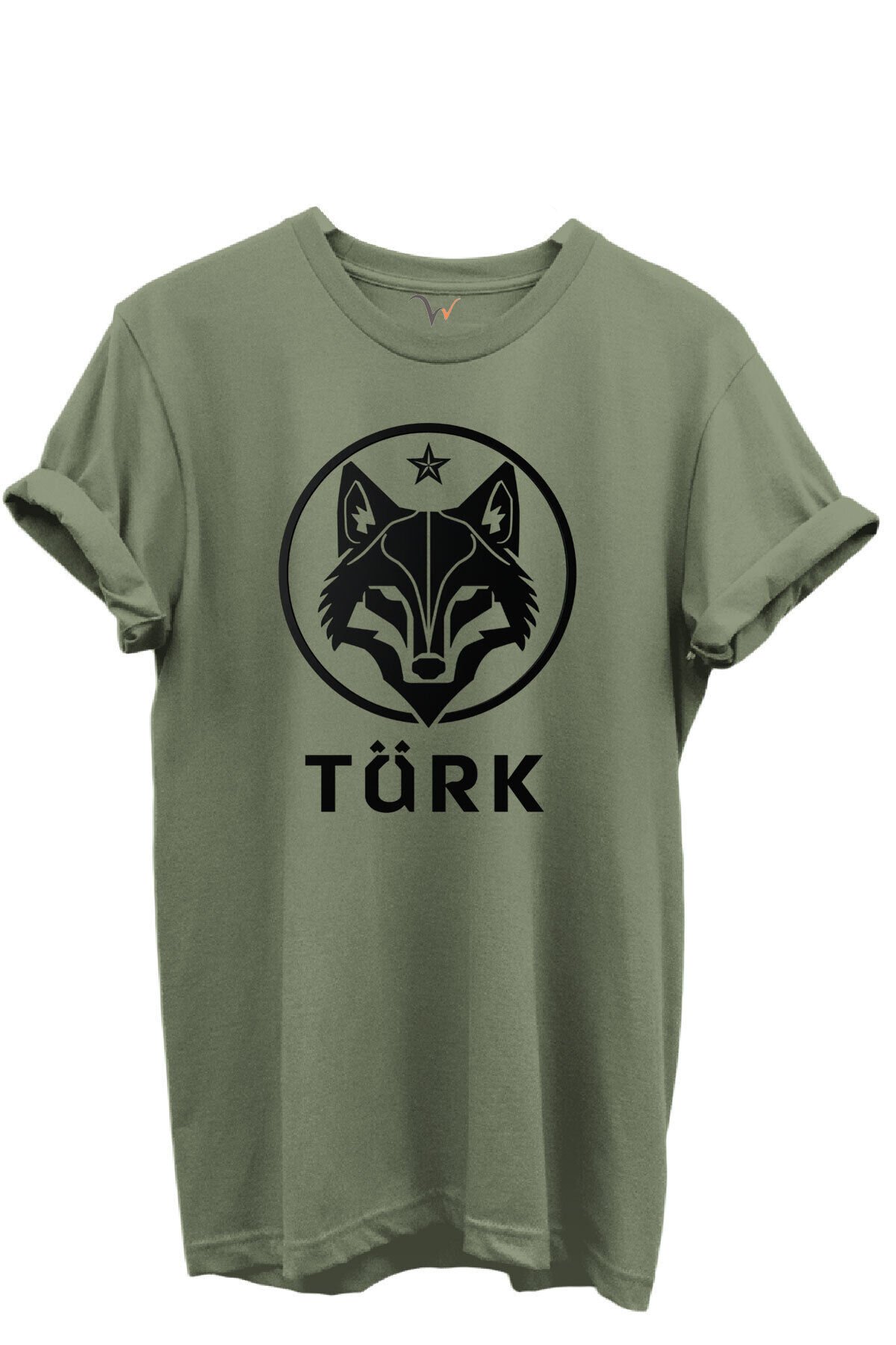 KURT ve TÜRK Özel Koleksiyon Serisi-2 Tasarım Baskılı %100 Pamuk T-shirt Haki - 3XL