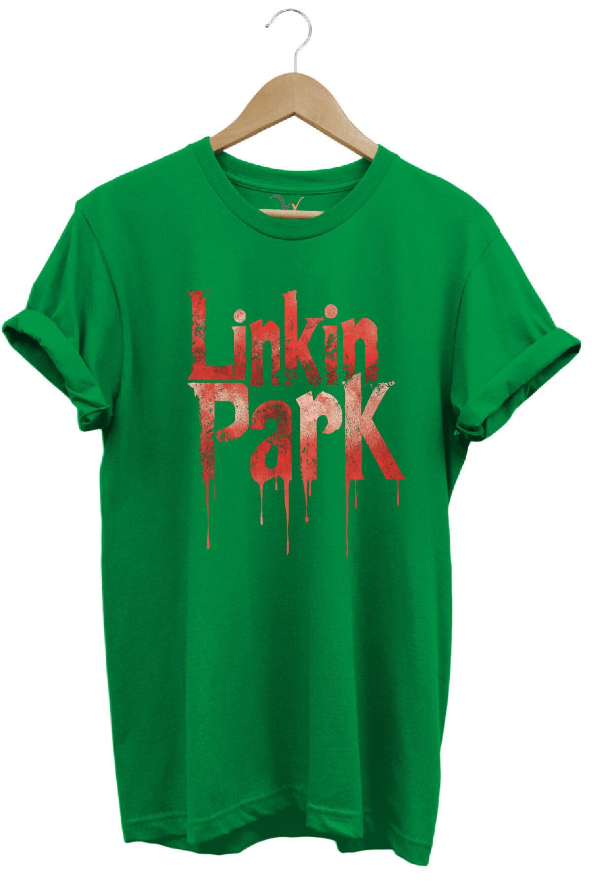 Linkin Park Müzik Grubu Rock Metal Baskılı Punk Tasarımlı Basic Regular Fit T-shirt Yeşil - L