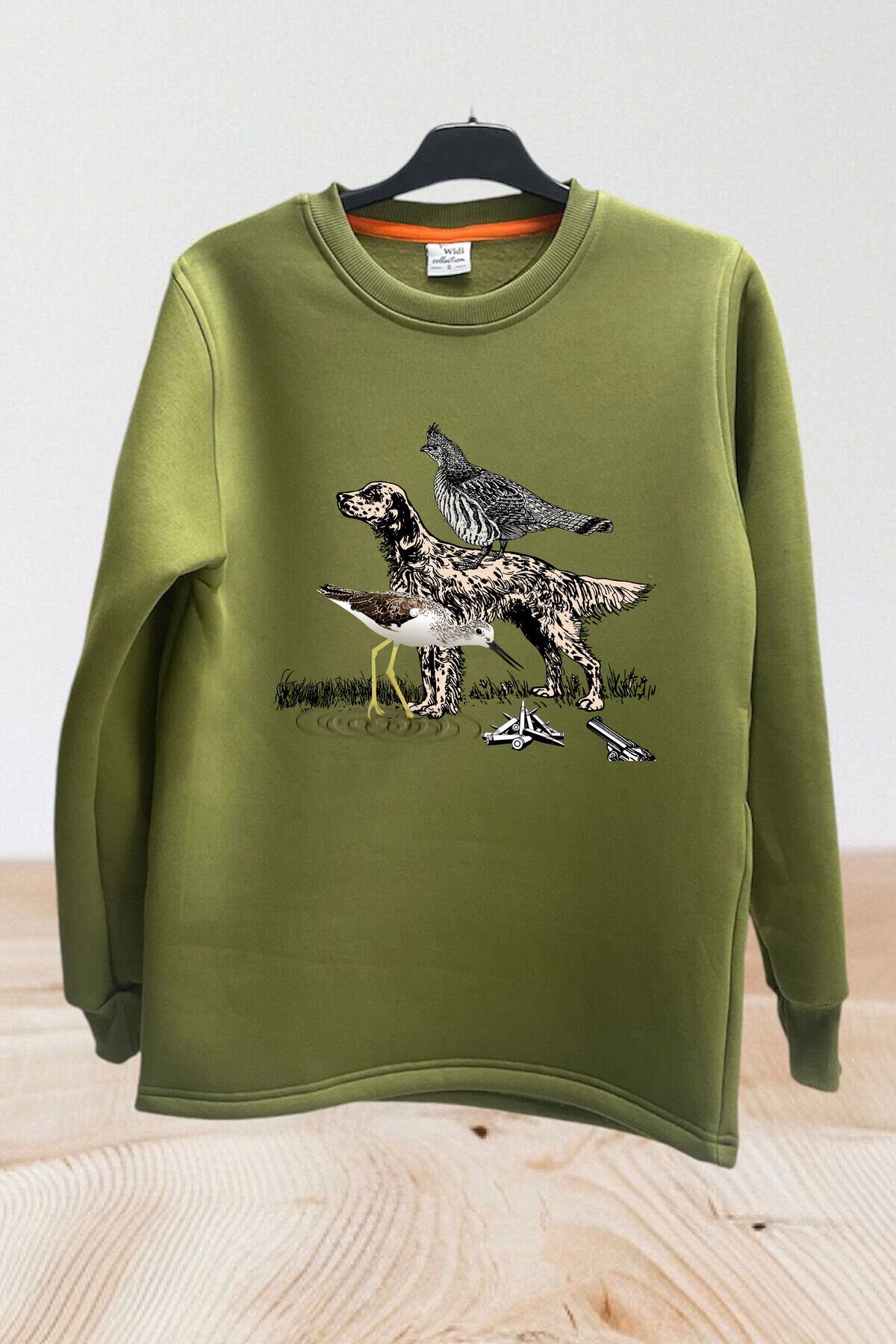 Avcılık Setter Çulluk Baskılı Regular Fit %100 Pamuk Regular Fit Bisiklet Yaka Sweatshirt