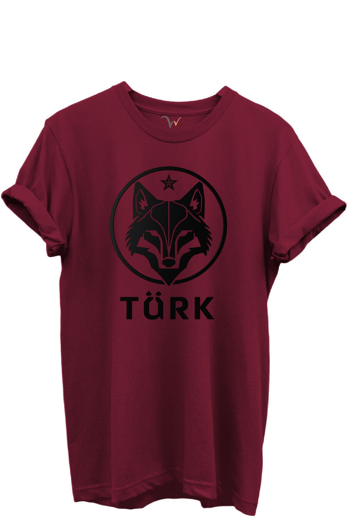 KURT ve TÜRK Özel Koleksiyon Serisi-2 Tasarım Baskılı %100 Pamuk T-shirt Bordo - 3XL