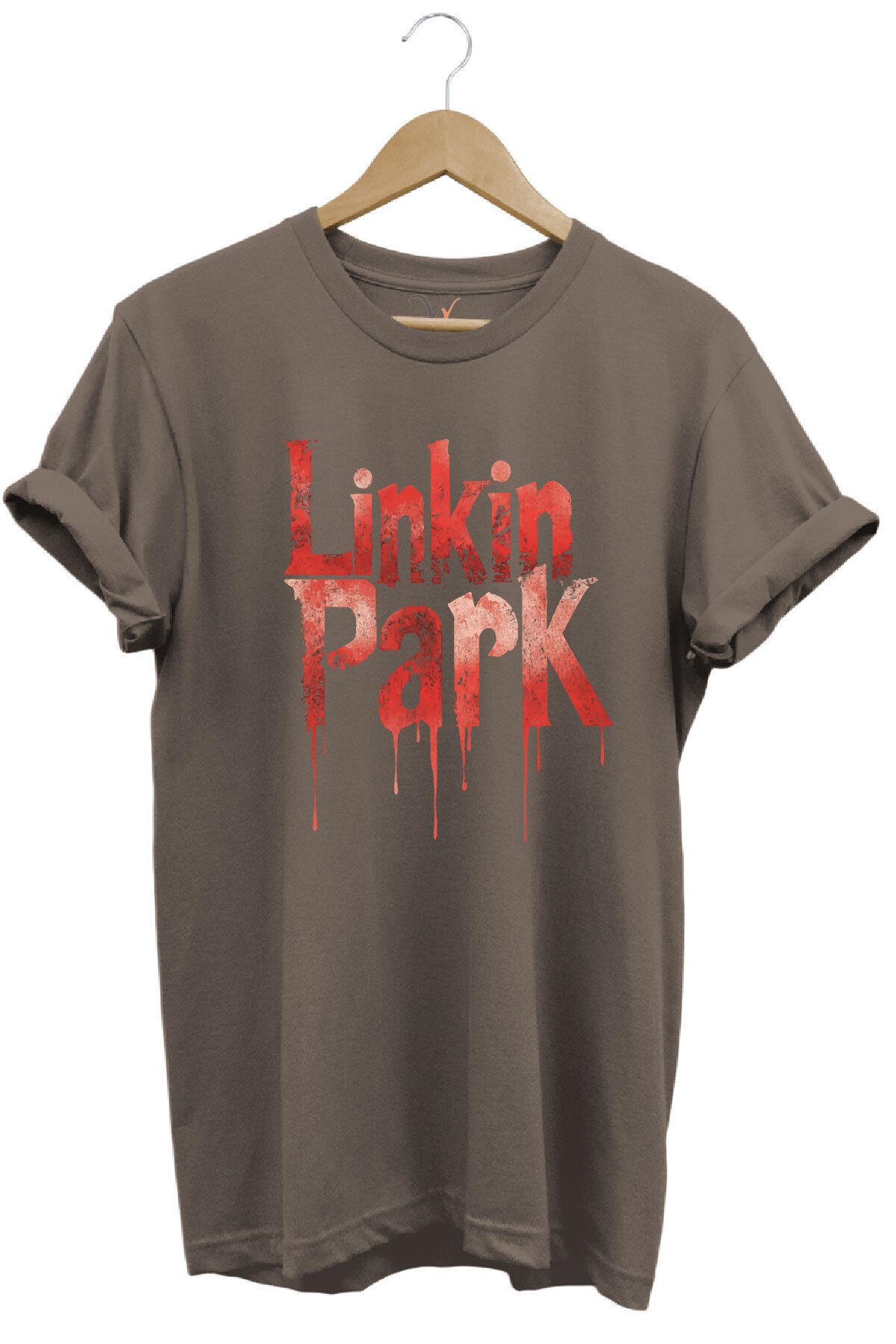 Linkin Park Müzik Grubu Rock Metal Baskılı Punk Tasarımlı Basic Regular Fit T-shirt Kahverengi - 2XL