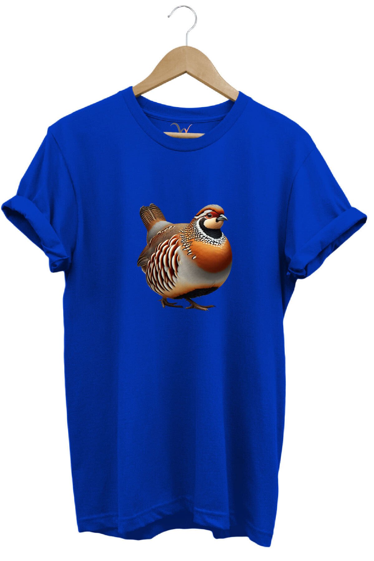 Avcılık Hunting Kınalı Keklik Baskılı Vahşi Yaşam %100 Pamuk Unisex Regular Fit T-Shirt Mavi - XL