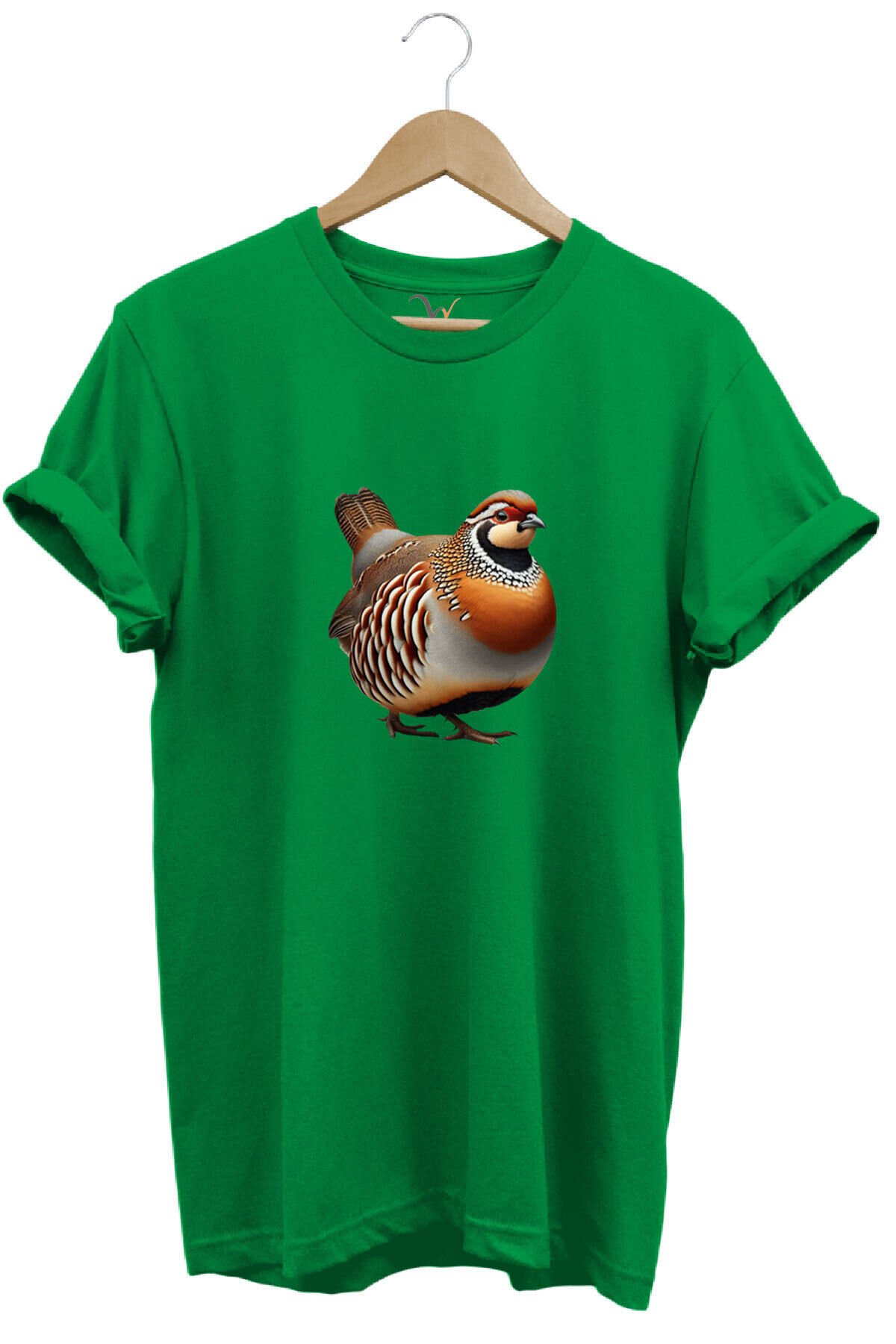 Avcılık Hunting Kınalı Keklik Baskılı Vahşi Yaşam %100 Pamuk Unisex Regular Fit T-Shirt Yeşil - S