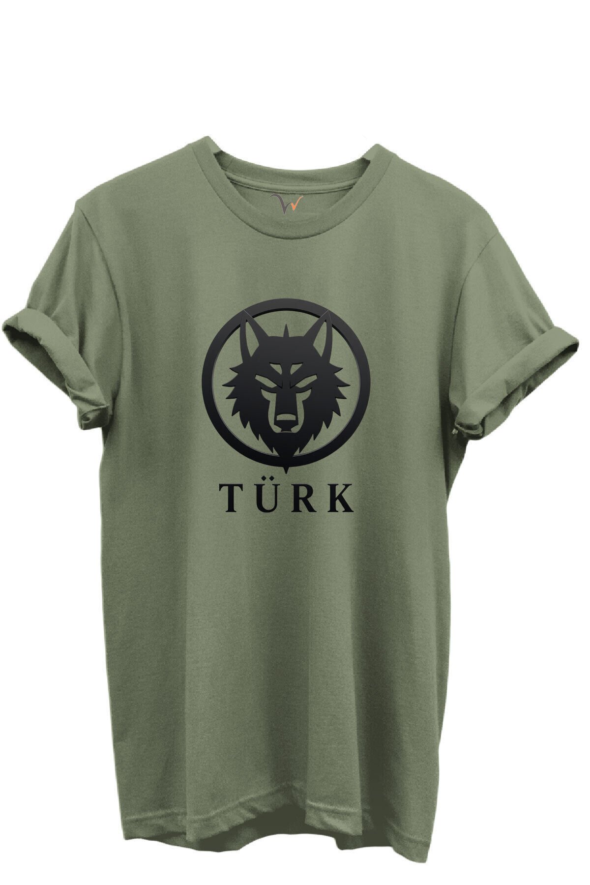 KURT ve TÜRK Özel Koleksiyon Serisi-3 Tasarım Baskılı %100 Pamuk T-shirt Haki - 2XL
