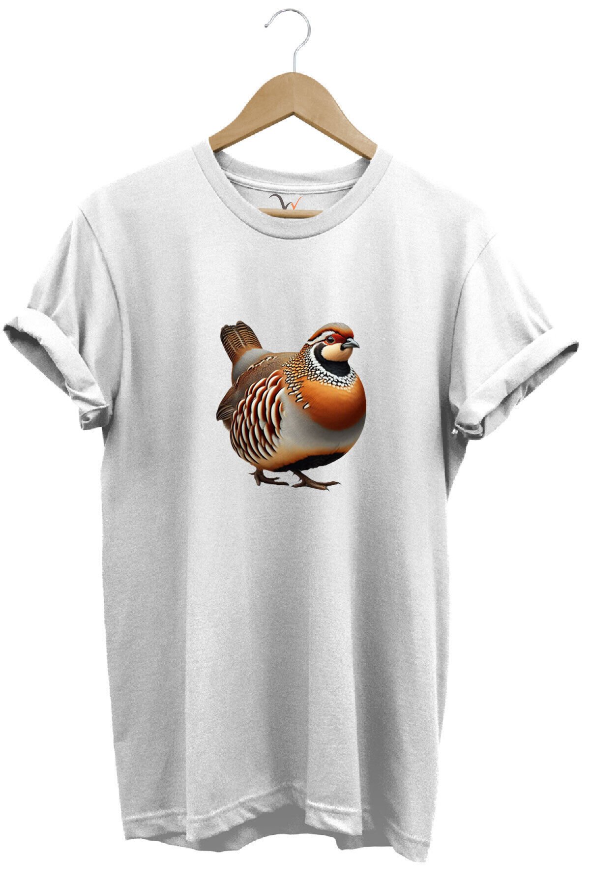 Avcılık Hunting Kınalı Keklik Baskılı Vahşi Yaşam %100 Pamuk Unisex Regular Fit T-Shirt Beyaz - 3XL