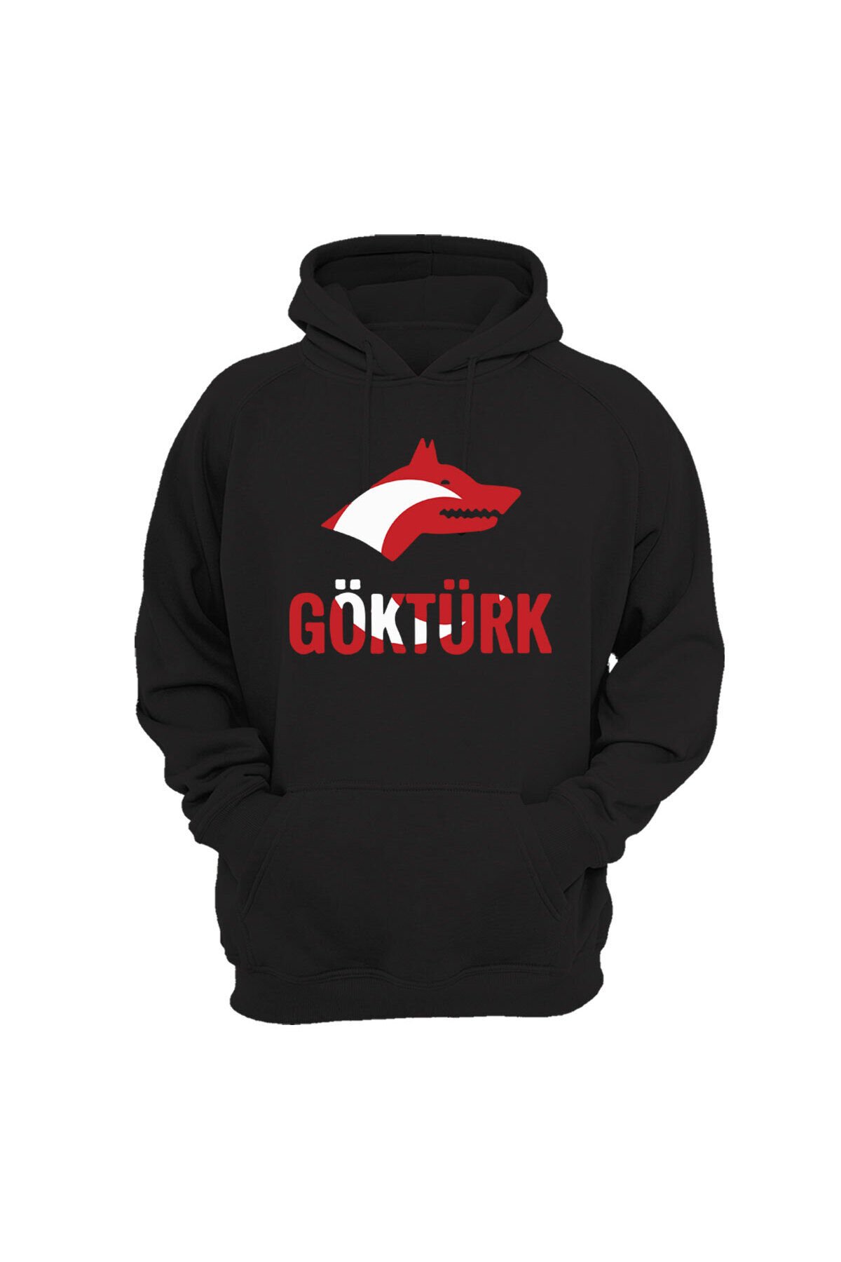 Ay Yıldız Kurt Bozkurt Sembolü TÜRK Bayrağı Kurt GÖKTÜRK Yazılı Regular Fit %100 Pamuk Sweatshirt Siyah - S