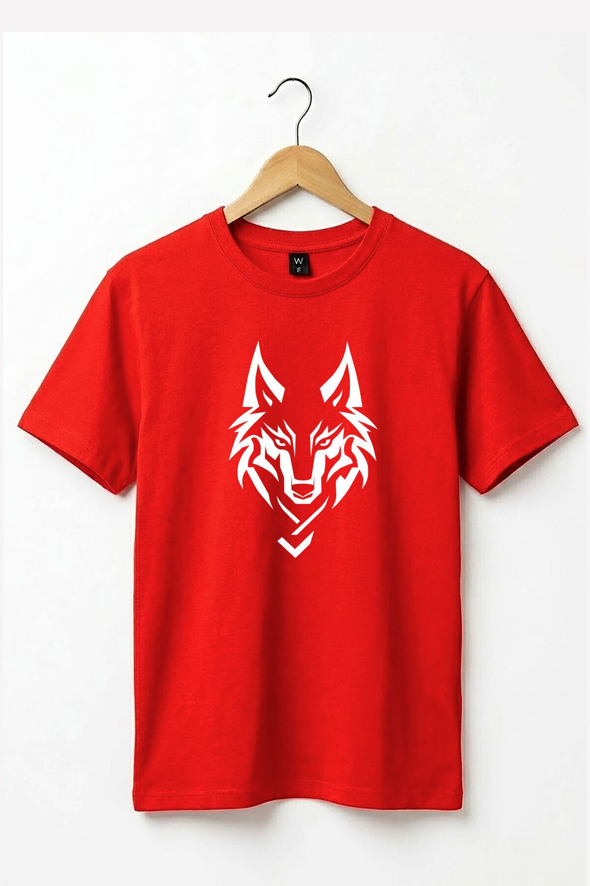Bozkurt Türkçü Kurt Baskılı %100 Pamuk Regular Fit Bisiklet Yaka Basic T-shirt Kırmızı - S