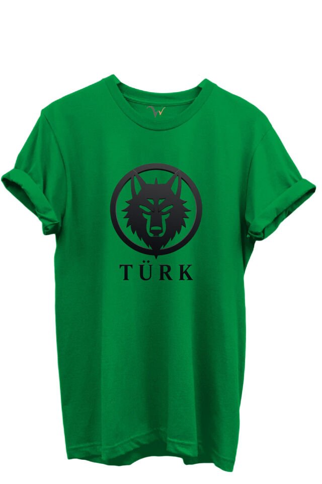 KURT ve TÜRK Özel Koleksiyon Serisi-3 Tasarım Baskılı %100 Pamuk T-shirt Yeşil - L
