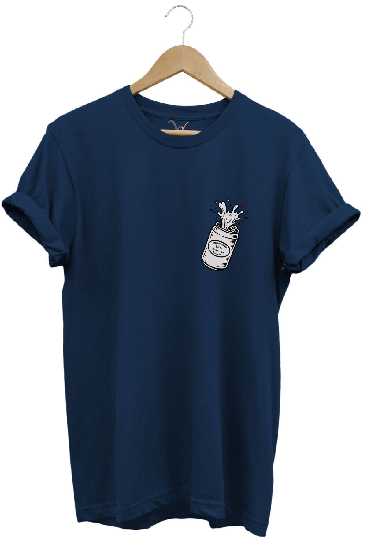 Widi Özel Tasarım Logo Baskılı %100 Pamuk Regular Fit Premium Tişört Lacivert - 3XL