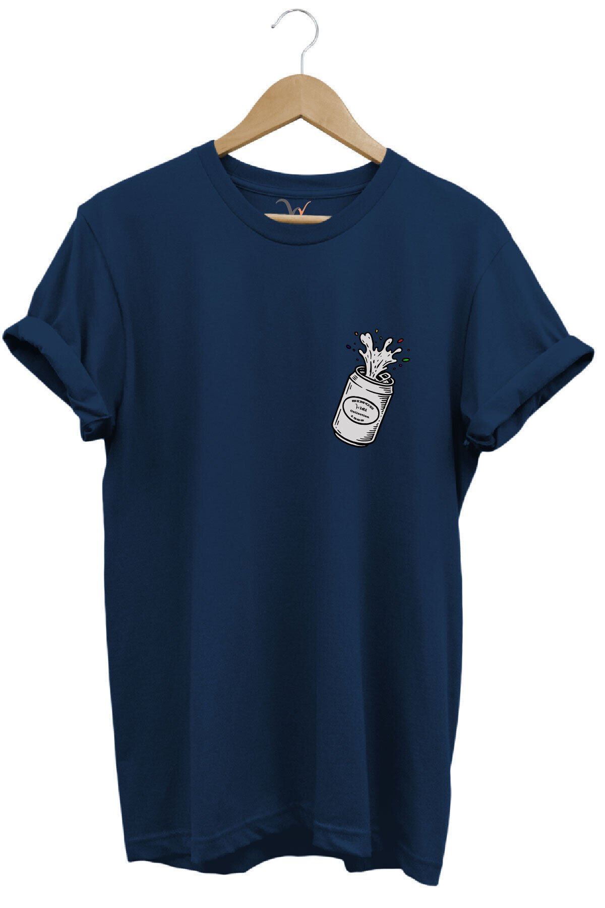 Widi Özel Tasarım Logo Baskılı %100 Pamuk Regular Fit Premium Tişört Lacivert - 4XL