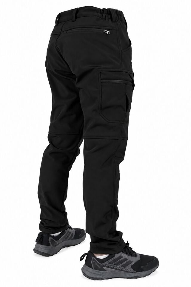 Widi Siyah Softshell Su İtici Esnek Taktik Kargo Cepli Outdoor Pantolon