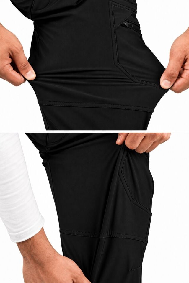 Widi Siyah Softshell Su İtici Esnek Taktik Kargo Cepli Outdoor Pantolon
