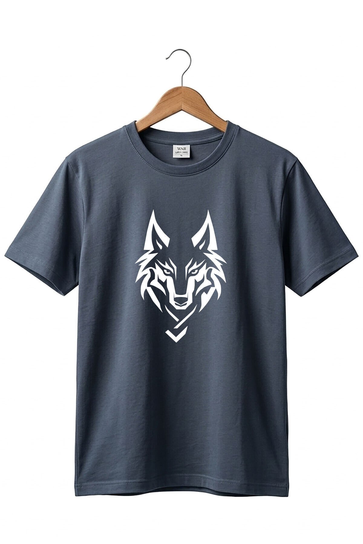 Bozkurt Türkçü Kurt Baskılı %100 Pamuk Regular Fit Bisiklet Yaka Basic T-shirt Antrasit Gri - XL
