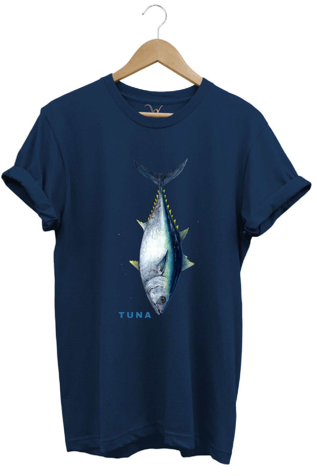 Fishing Balıkçılık Tuna Balığı Tasarım Baskılı %100 Pamuk Regular Fit Unisex T-Shirt Lacivert - 2XL