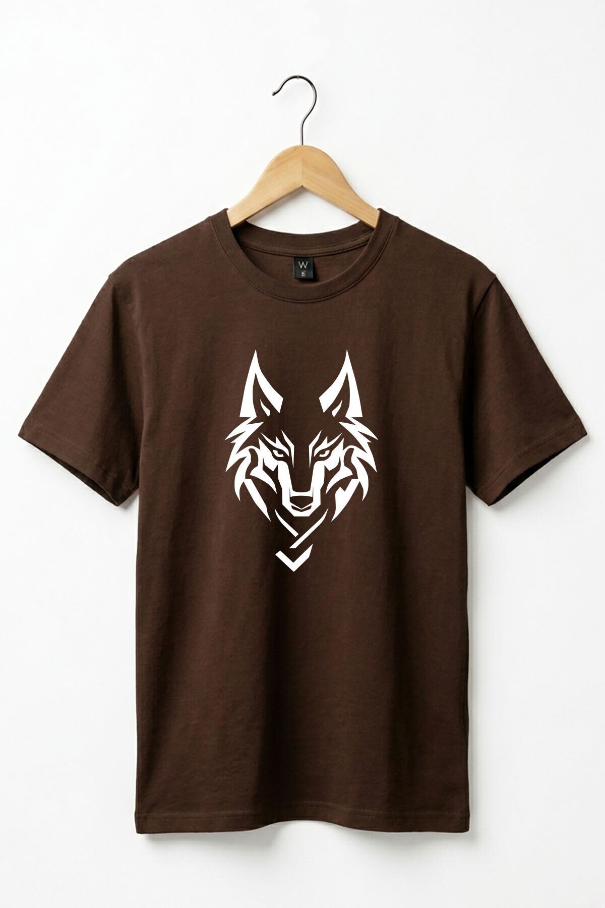 Bozkurt Türkçü Kurt Baskılı %100 Pamuk Regular Fit Bisiklet Yaka Basic T-shirt Koyu Kahverengi - XL
