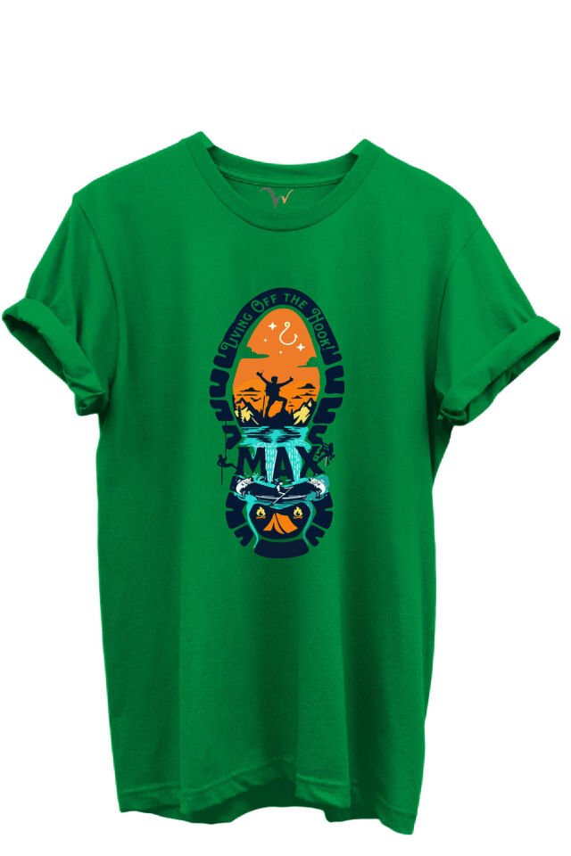 Balıkçılık ve Macera Tema Baskılı %100 Pamuk Regular Fit Bisiklet Yaka Unisex T-shirt Yeşil - 2XL