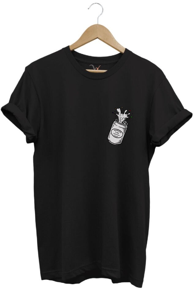 Widi Özel Tasarım Logo Baskılı %100 Pamuk Regular Fit Premium Tişört Siyah - 3XL