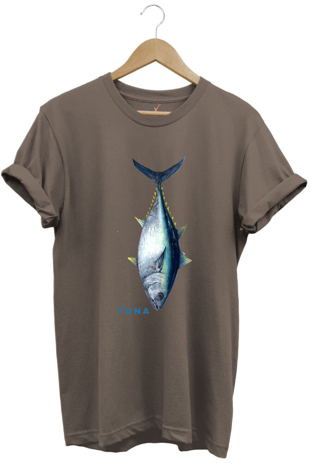 Fishing Balıkçılık Tuna Balığı Tasarım Baskılı %100 Pamuk Regular Fit Unisex T-Shirt Kahverengi - M