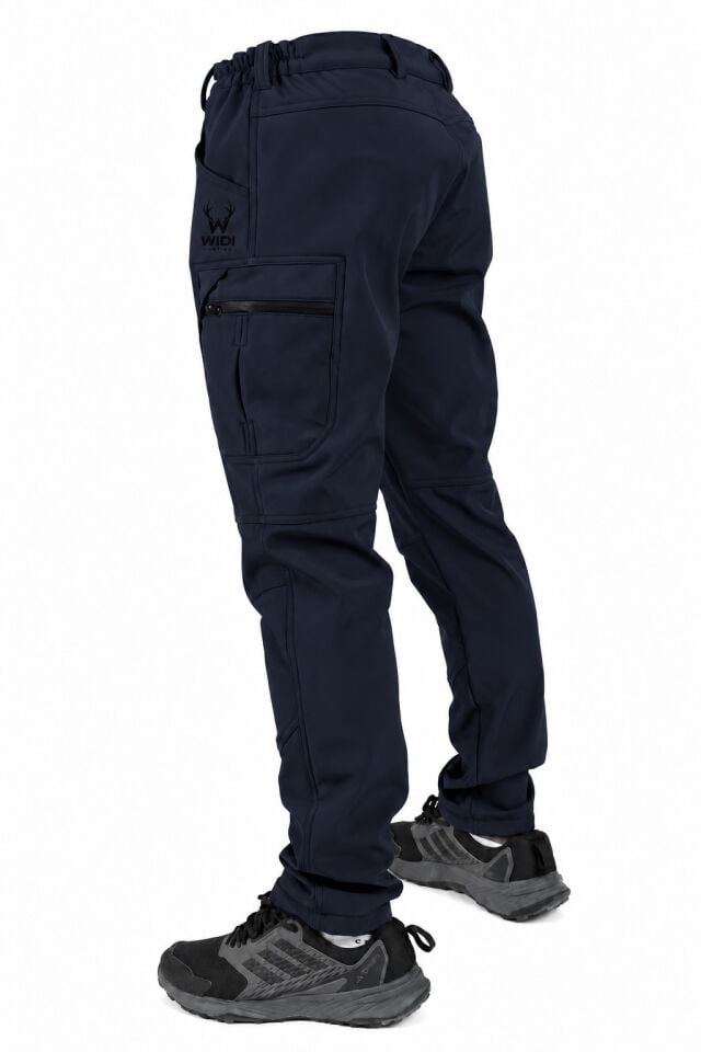 Widi Lacivert Softshell Su İtici Esnek Taktik Kargo Cepli Outdoor Pantolon