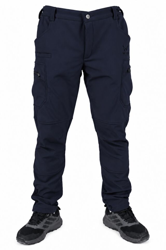Widi Lacivert Softshell Su İtici Esnek Taktik Kargo Cepli Outdoor Pantolon