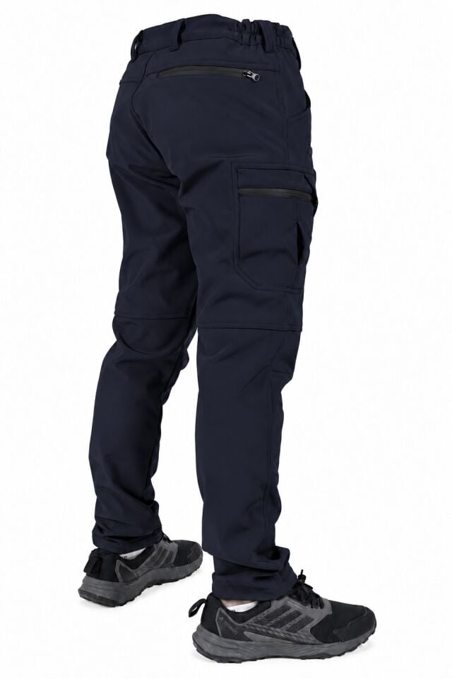 Widi Lacivert Softshell Su İtici Esnek Taktik Kargo Cepli Outdoor Pantolon