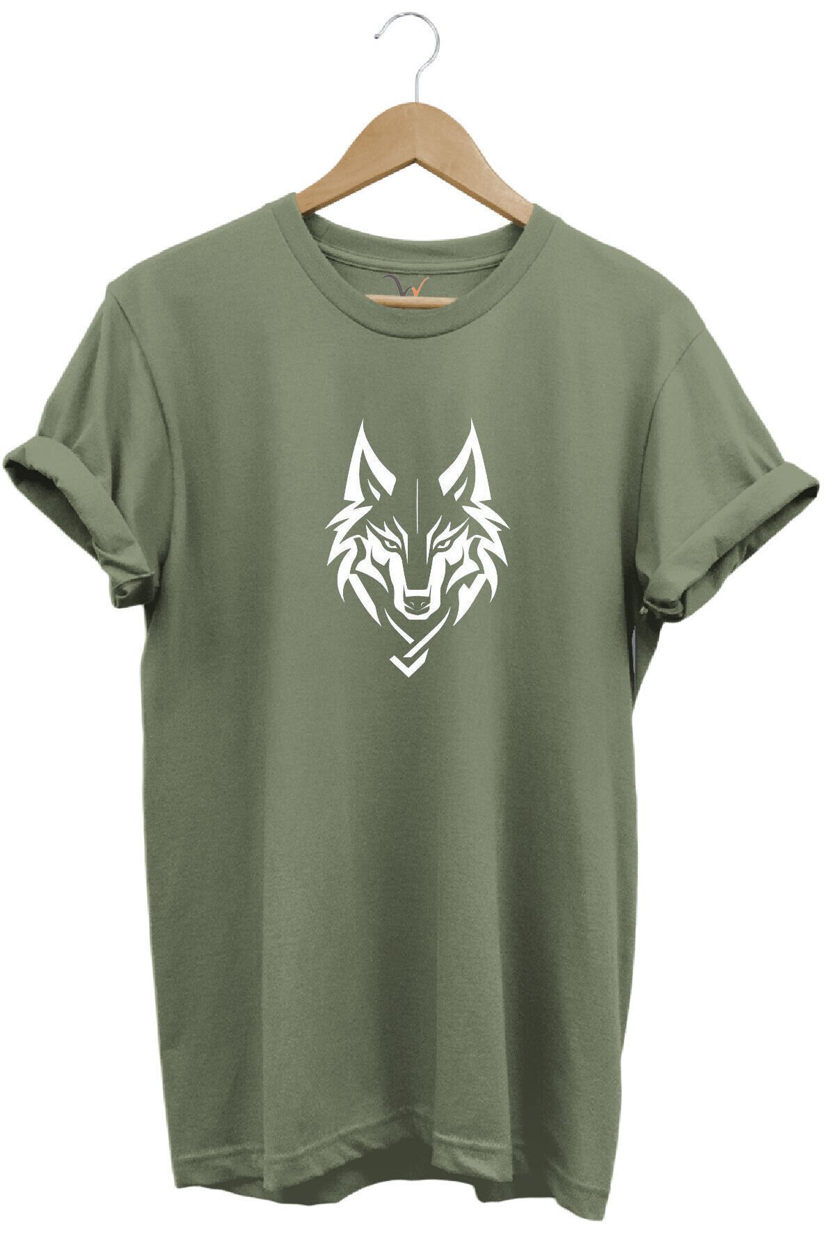 Bozkurt Türkçü Kurt Baskılı %100 Pamuk Regular Fit Bisiklet Yaka Basic T-shirt Haki - 3XL
