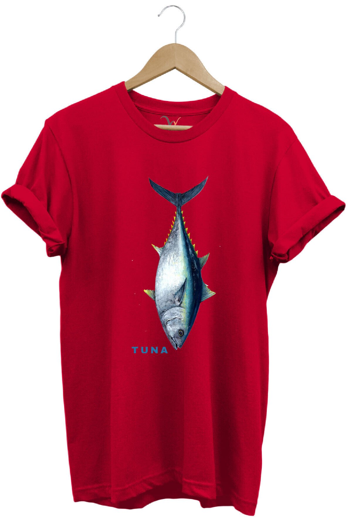 Fishing Balıkçılık Tuna Balığı Tasarım Baskılı %100 Pamuk Regular Fit Unisex T-Shirt Kırmızı - M