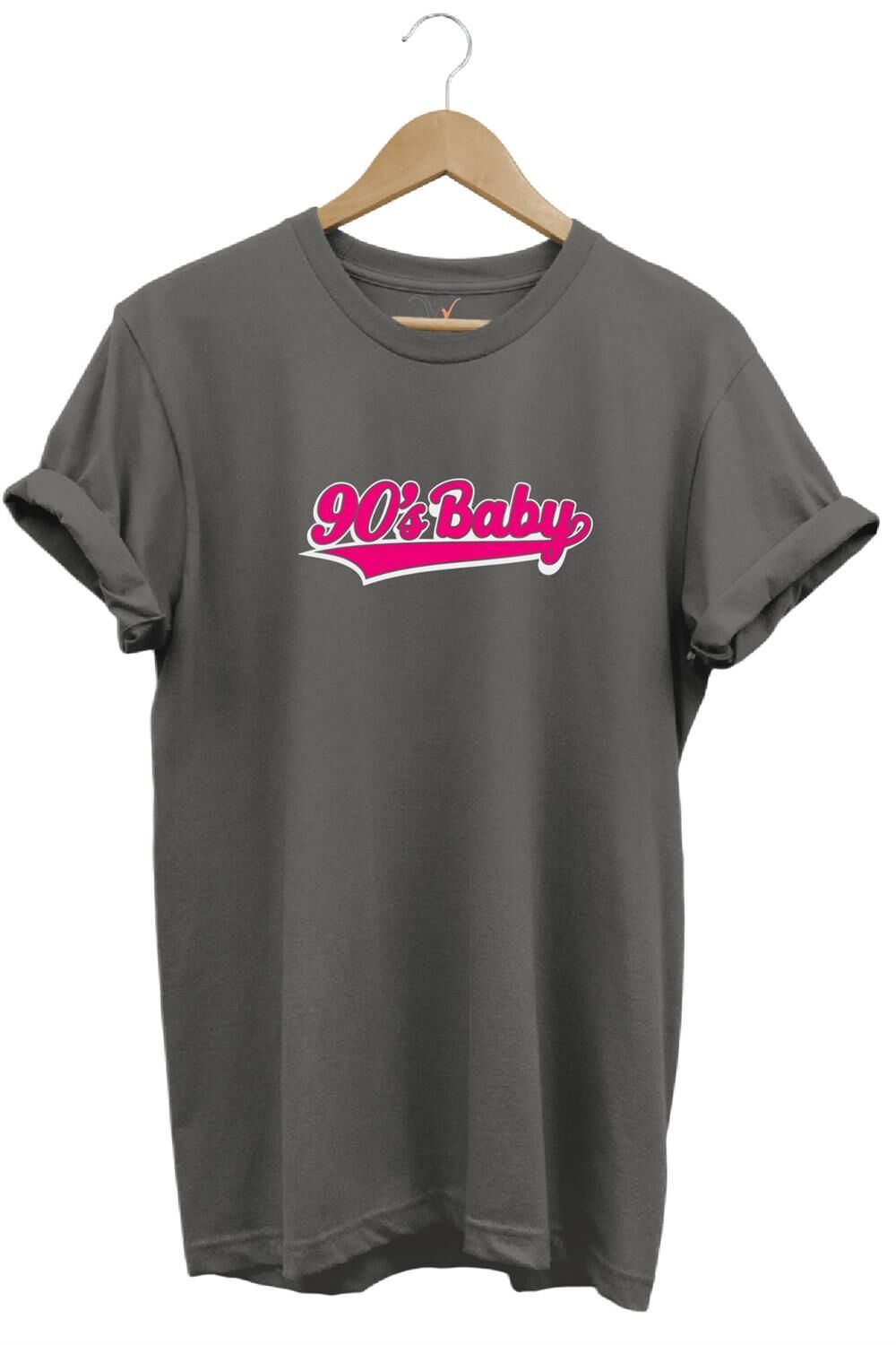 90'S Baby 90'Lar Çocuğu Baskılı Şık %100 Pamuk Regular Fit Bisiklet Yaka T-Shirt - Antrasit