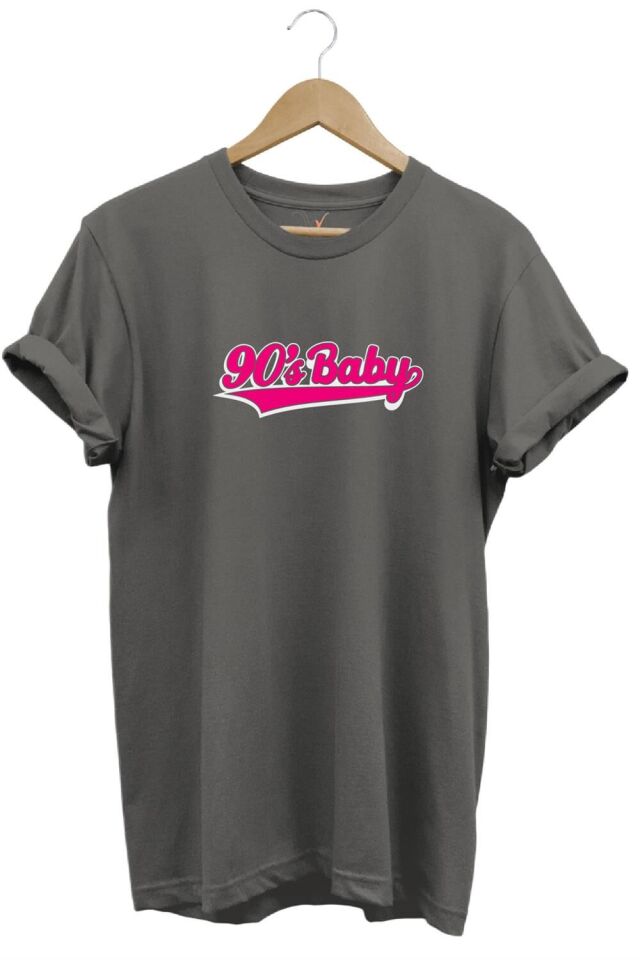 90'S Baby 90'Lar Çocuğu Baskılı Şık %100 Pamuk Regular Fit Bisiklet Yaka T-Shirt - Antrasit