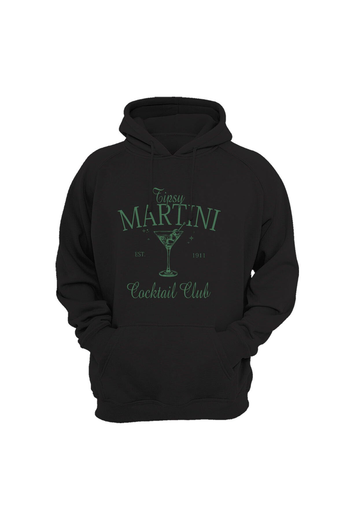 Tipsy Martini Cocktail Club Tasarım Baskılı Old Money Y2k 3 Iplik Şardonlu Kanguru Cepli Sweatshirt