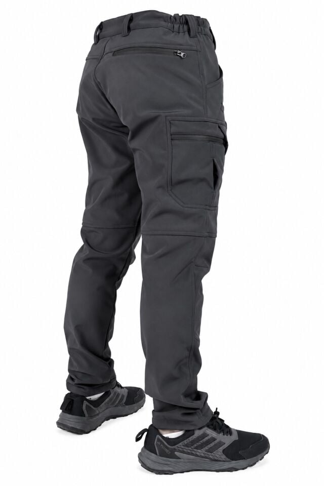 Widi Antrasit Softshell Su İtici Esnek Taktik Kargo Cepli Outdoor Pantolon