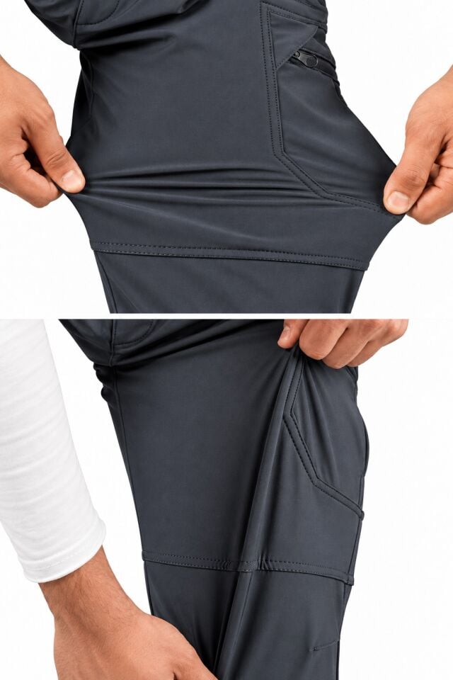 Widi Antrasit Softshell Su İtici Esnek Taktik Kargo Cepli Outdoor Pantolon