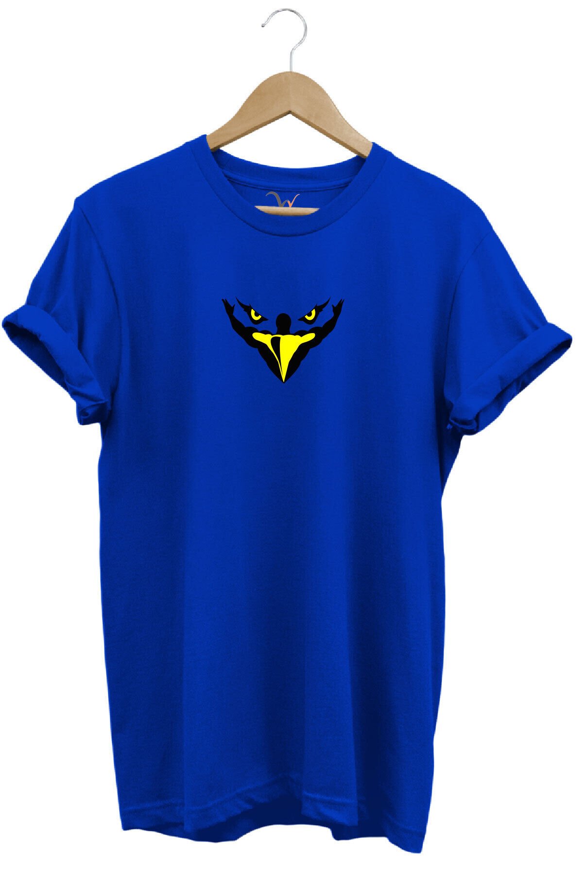 Kartal Kafa Göz Baskılı %100 Pamuk Regular Fit Bisiklet Yaka Mavi T-shirt Mavi - S