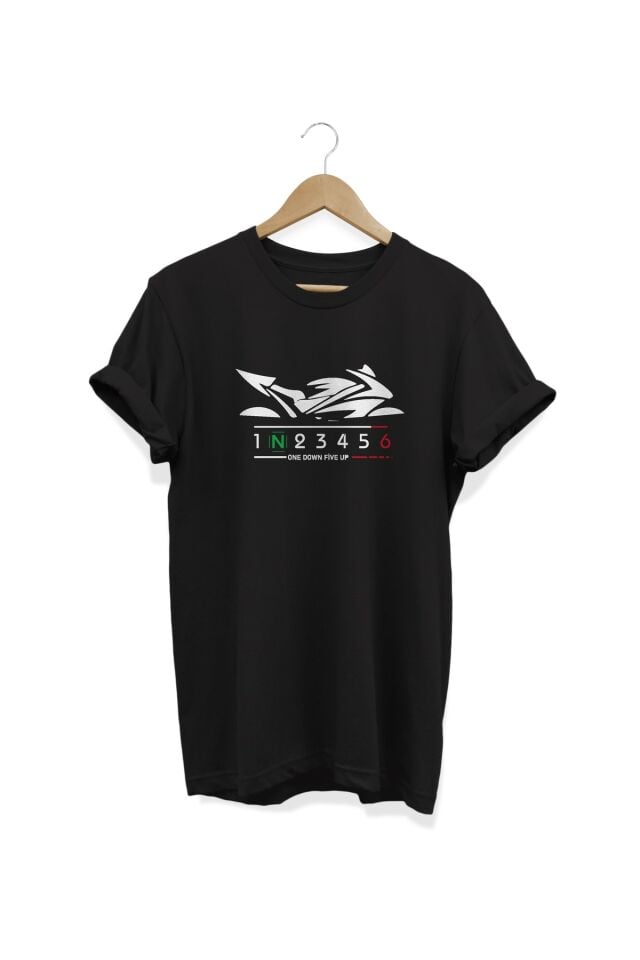 1n23456 Baskılı Siyah T-shirt