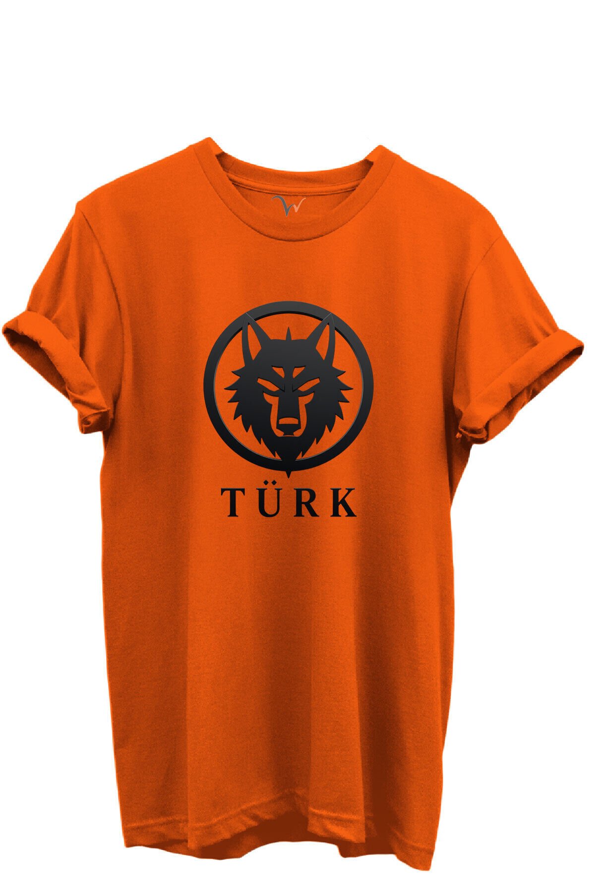 KURT ve TÜRK Özel Koleksiyon Serisi-3 Tasarım Baskılı %100 Pamuk T-shirt Turuncu - S