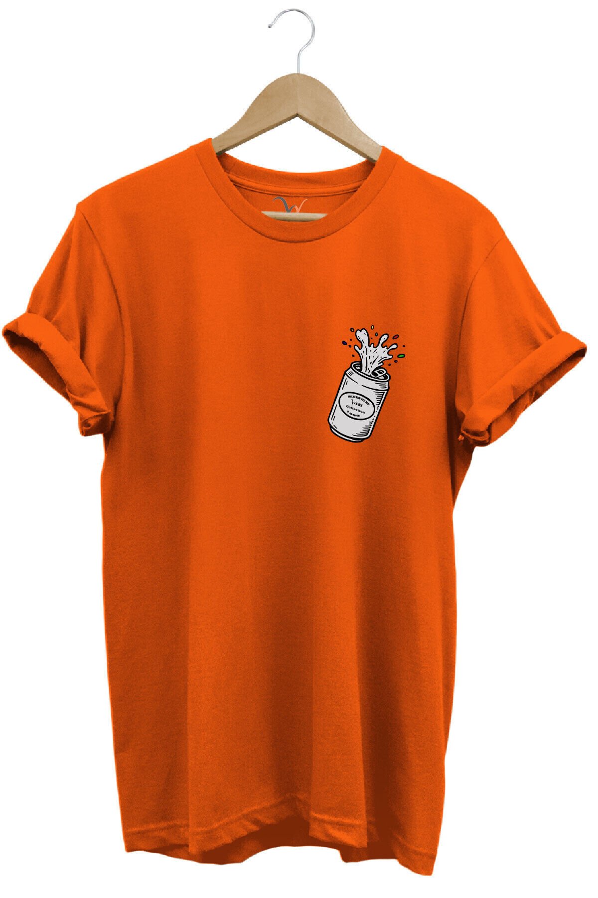 Widi Özel Tasarım Logo Baskılı %100 Pamuk Regular Fit Premium Tişört Turuncu - 3XL