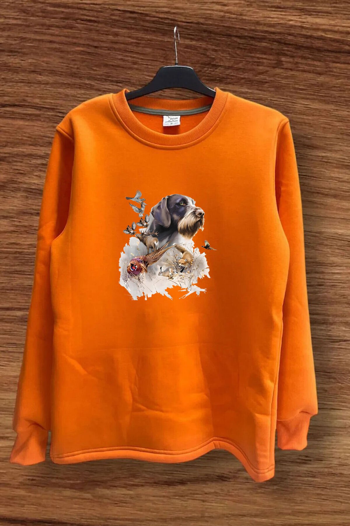 Hunter Avcılık Av Desenli Av Köpeği Ve Av Kuşu Baskılı Regular Fit %100 Pamuk Sweatshirt