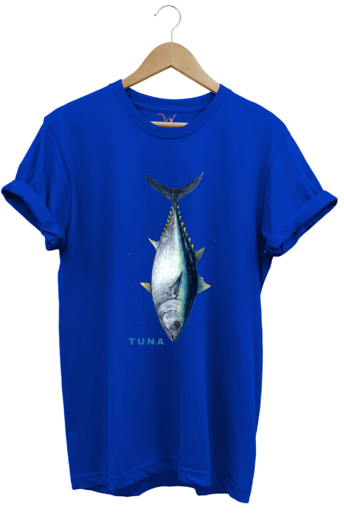 Fishing Balıkçılık Tuna Balığı Tasarım Baskılı %100 Pamuk Regular Fit Unisex T-Shirt Mavi - 3XL