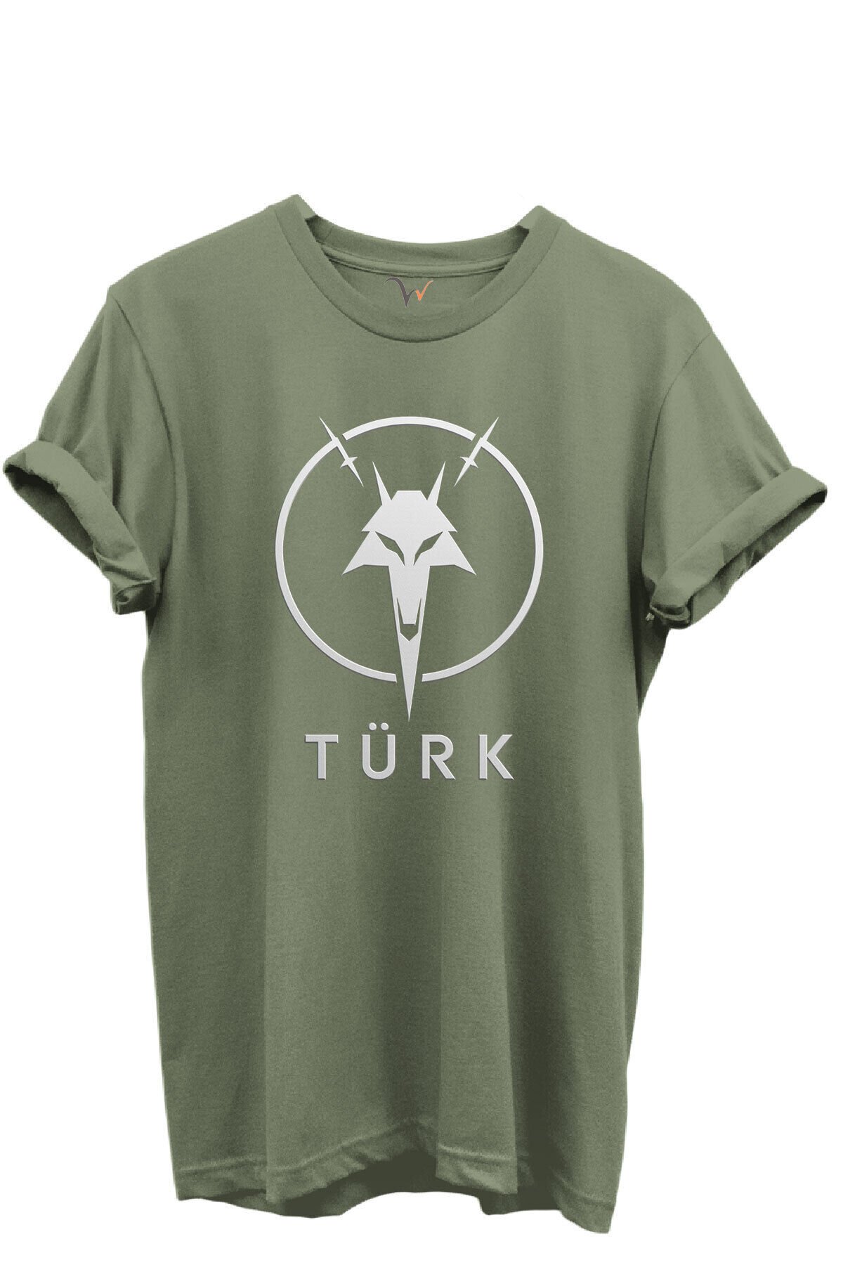 KURT ve TÜRK Özel Koleksiyon Serisi-4 Tasarım Baskılı %100 Pamuk T-shirt Haki - 3XL