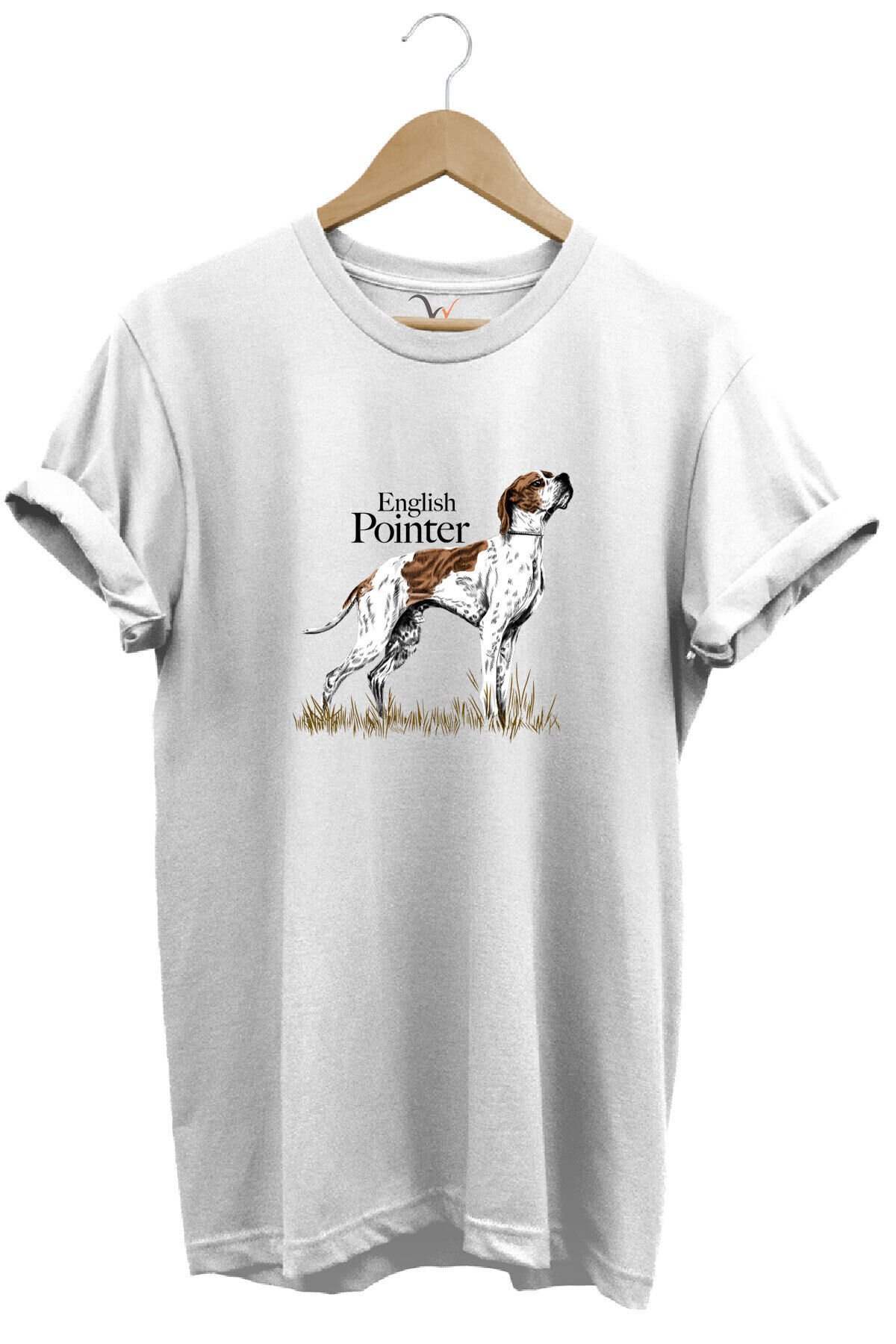 Hunting Avcılık English Pointer Av Köpeği Baskılı %100 Pamuk Regular Fit Unisex T-Shirt Beyaz - M