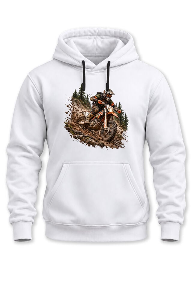 Unisex Enduro Motosiklet Baskılı Kapüşonlu Sweatshirt Off Road Motocross Tasarım