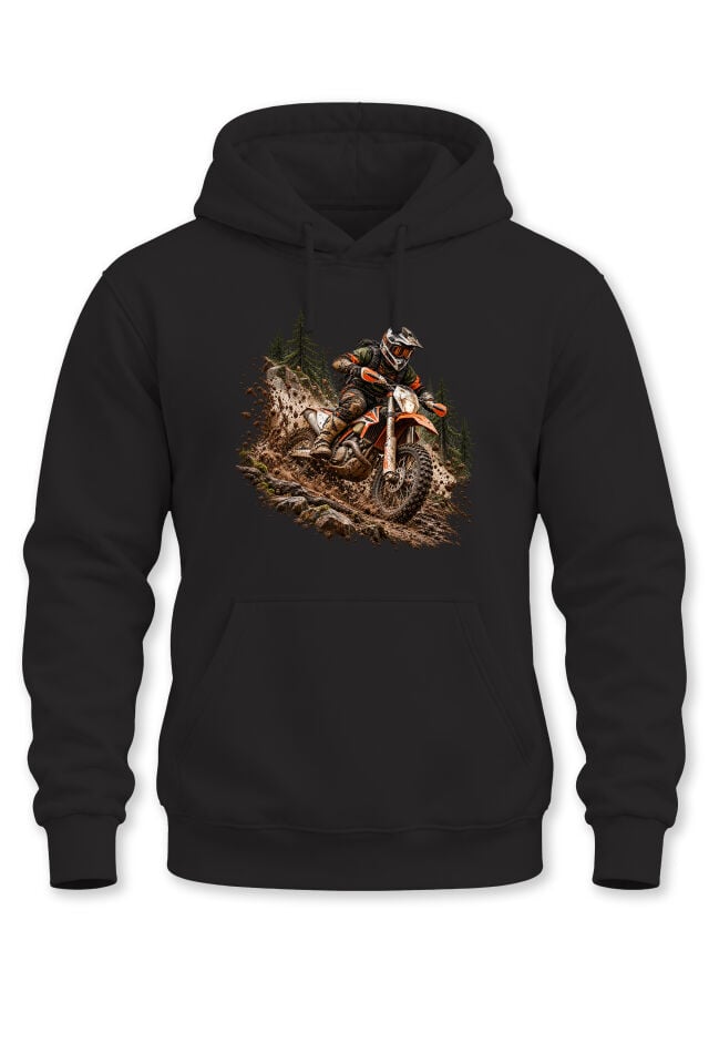 Unisex Enduro Motosiklet Baskılı Kapüşonlu Sweatshirt Off Road Motocross Tasarım