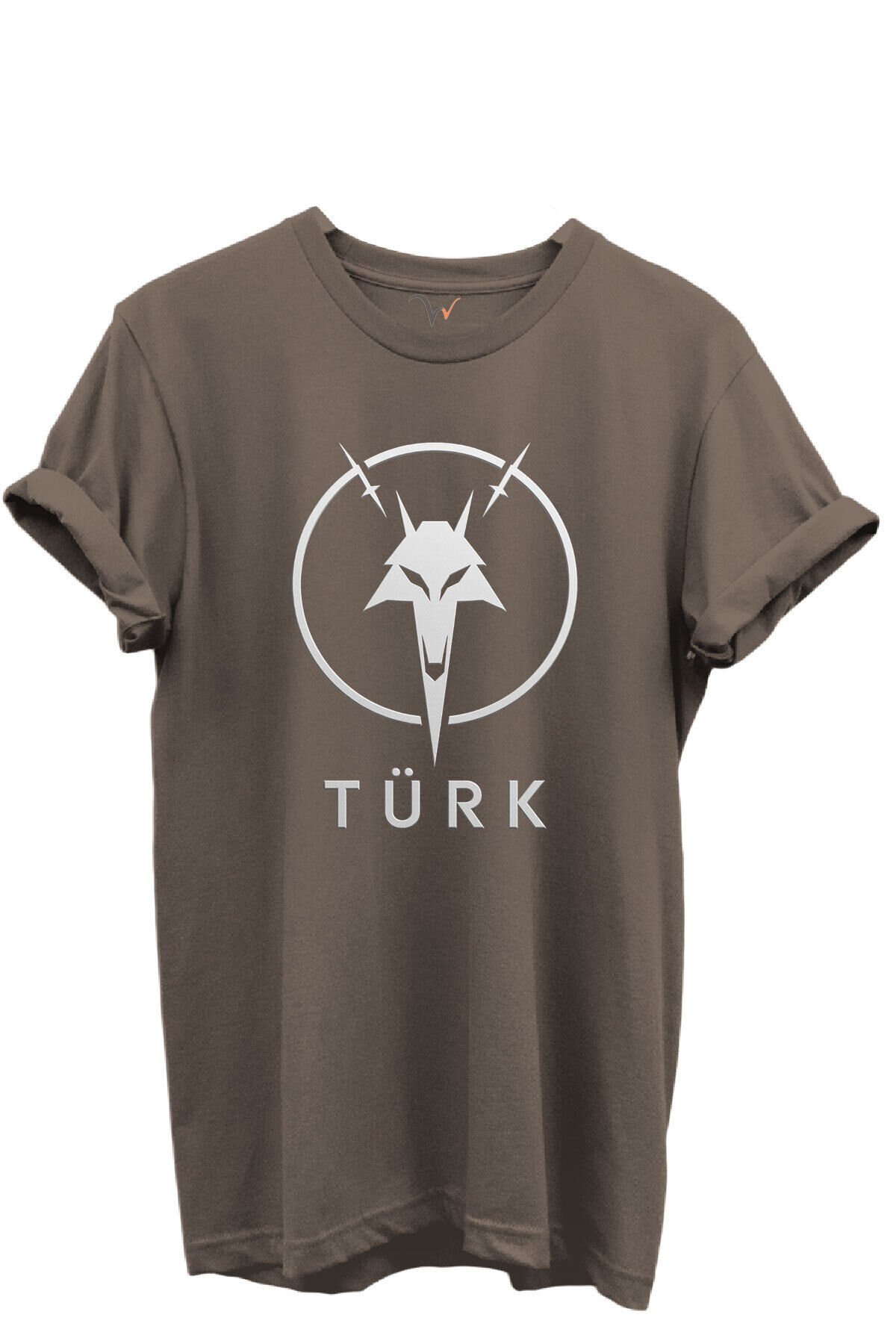 KURT ve TÜRK Özel Koleksiyon Serisi-4 Tasarım Baskılı %100 Pamuk T-shirt Kahverengi - 2XL