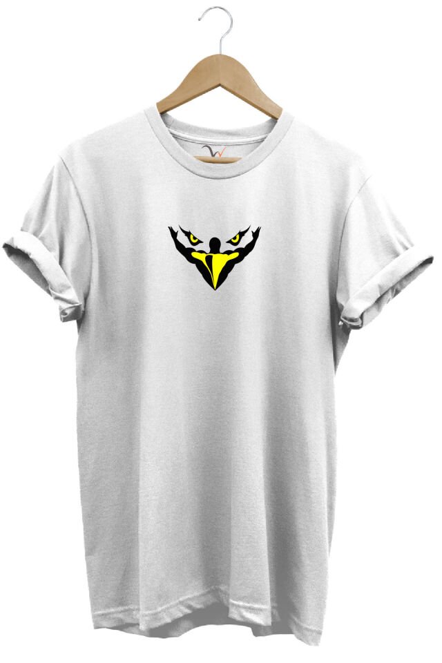 Kartal Kafa Göz Baskılı %100 Pamuk Regular Fit Bisiklet Yaka Mavi T-shirt Beyaz - M