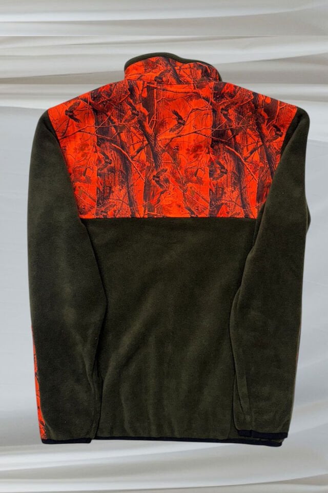 Avcılık Orman Desen Çulluk Baskılı Dik Yaka Softshell Turuncu Kamuflaj Desenli Haki Polar Ceket