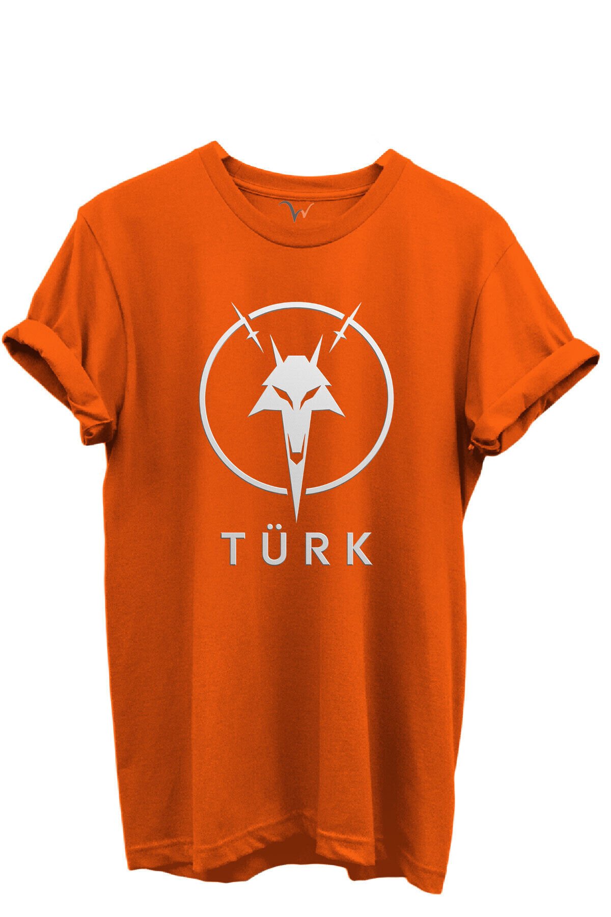 KURT ve TÜRK Özel Koleksiyon Serisi-4 Tasarım Baskılı %100 Pamuk T-shirt Turuncu - 2XL