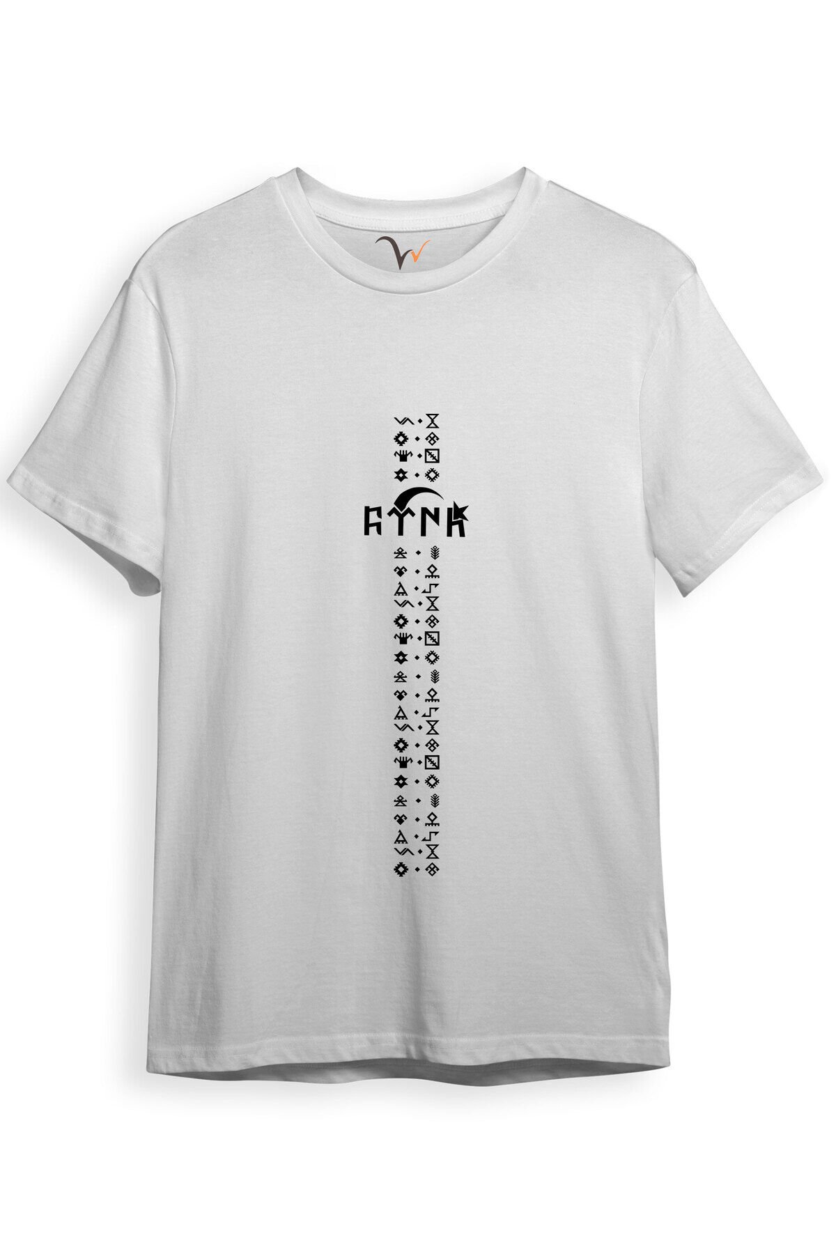 TÜRKİYE TÜRK Yazısı ve Göktürk Alfabesi Sembolleri Ay Yıldız ve Hilal Baskılı Regular Fit T-Shirt Beyaz - 11-12 Yaş