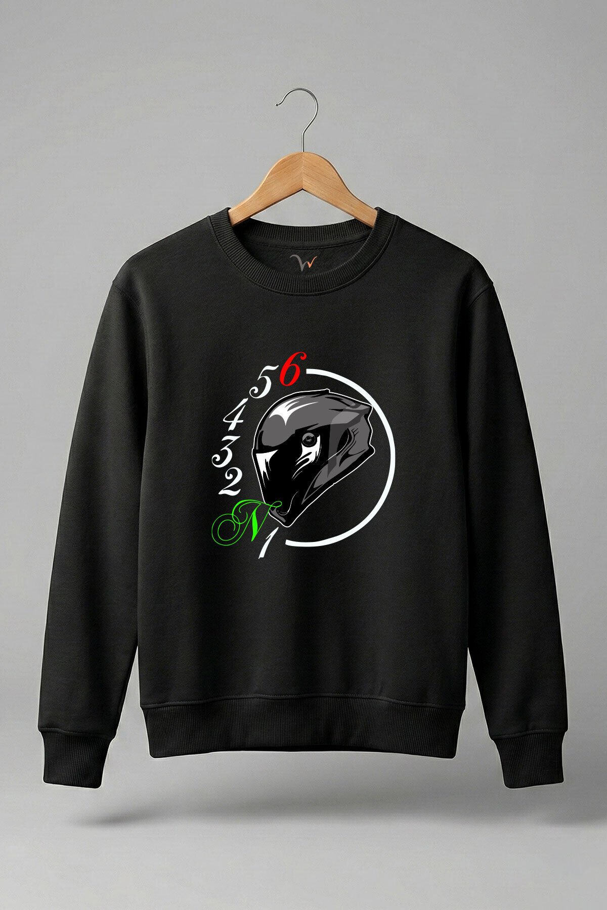 Motorsiklet Kask Ve Vites Geçişleri 1N23456 Baskılı Regular Fit 3 İp Şardonlu %100 Pamuk Sweatshirt
