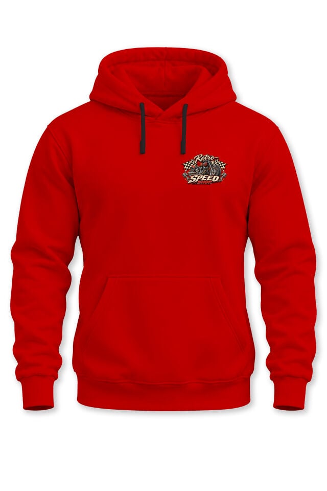 Unisex Retro Speed Shop Baskılı Kapüşonlu Sweatshirt Racing Garage Motor Tasarım