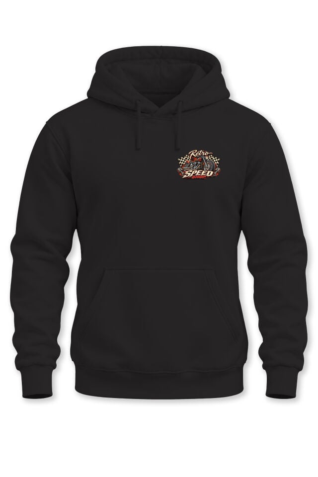 Unisex Retro Speed Shop Baskılı Kapüşonlu Sweatshirt Racing Garage Motor Tasarım